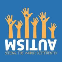 Autism, seeing the world differently. Autism Awareness design with rising hands. vector