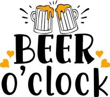 Beer o'clock. Beer related design with white background. vector