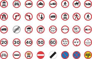 A vector collection of circular road traffic signs