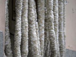 wool door curtain close up photo