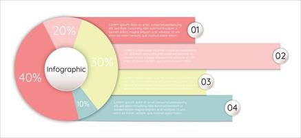 Infographic template for business information presentation. Vector circles and geometric elements. Modern workflow diagrams. Report plan 4 topics