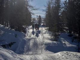 hiking in dolomites snow panorama val badia armentara photo