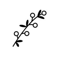 Hand drawn sketch berry branch isolated on white background. Simple doodle style. vector