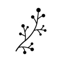 Hand drawn sketch berry branch isolated on white background. Simple doodle style. vector