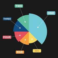 Modern Pie Chart Infographic Design Elements, Round Diagram On Black Background vector