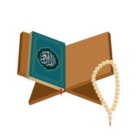 illustration of open quran on table, book of islam, holy book of islam vector