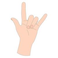 Hand gesture - devil horns. A symbol of rock music fans. Vector illusration isolated on white background