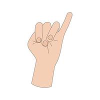 A hand gesture. The number one. Sign language. Vector illustration isolated on white background