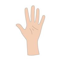A hand gesture. The number five. Sign language. Vector illustration isolated on white background