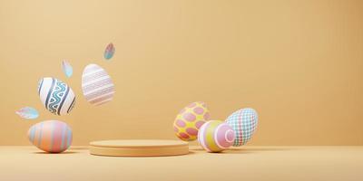 Abstract Easter Day Podium Platform For Product Display Showcase 3D Rendering photo