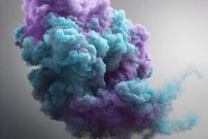 Beautiful blue and purple dual tone smoke art background. photo