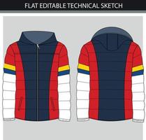 Colorful colorblock sport puffer jacket with zipper Vector illustration file
