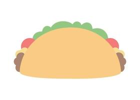 Mexican taco hand drawn street fast food design simple flat design stamp vector illustration.
