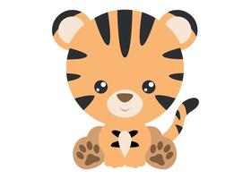 cute tiger children illustration, animal character idea for kids and toddlers for print and t-shirt vector