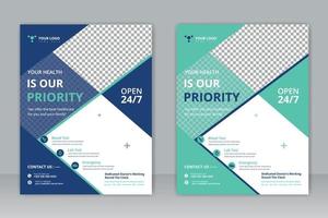 Healthcare cover a4 template design and flat icons for a report and medical brochure design, flyer, leaflets decoration for printing and presentation vector. vector