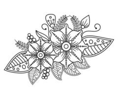 Mehndi Floral Coloring Page for Adult vector