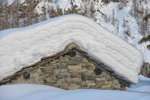 techos cubiertos de nieve foto