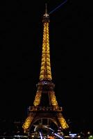 eiffel tower at night isolated on black photo