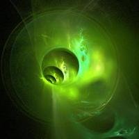 green abstract spherical linear pattern on black background, wallpaper, design photo