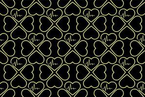 simple seamless pattern of yellow hearts on a black background, texture, design photo