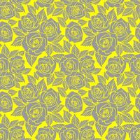 seamless gray asymmetric pattern of rose contours on a yellow background, texture, design photo