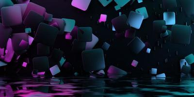 3d render, abstract background with cubes in blue and pink colors. photo