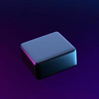 3d rendering abstract cube metal with blue and purple neon light. abstract sci fi scene background. photo