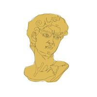 One line ancient David sculpture. Hand drawn continuous line art of David head. Vector illustration