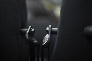 Seat belt mount. Safety belt in bus. photo