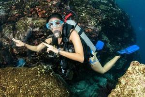 beautiful latina scuba diver girl photo