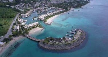 Aerial view of Port St. Charles Marina on the island of Barbados video