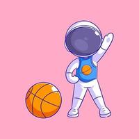 Astronaut is getting ready to play basketball vector