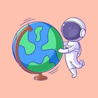 Astronaut is beside the globle ball vector