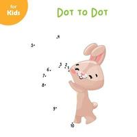 mini juego para niños. conecta los puntos por números y dibuja un lindo conejito. enseñando, entrenando al niño. juego de punto a punto. libro para colorear simple para niños, preparación escolar, aprendizaje, entretenimiento, rompecabezas vector