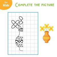 Educational Games For Children. Drawing. Draw A Beautiful Vase By Cells, Sample. Easter Series. Education And Entertainment For Young Children. Preschool Puzzle Workbook, Workbook vector