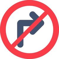 No Right Turn Vector Icon