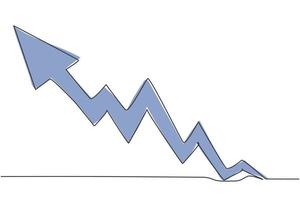 dibujo de una sola línea del aumento del mercado de ventas hasta el símbolo gráfico. concepto mínimo de signo de crecimiento del mercado financiero empresarial. Ilustración de vector gráfico de diseño de dibujo de línea continua moderna