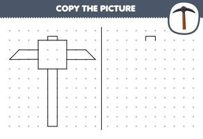 educación juego para niños Copiar linda dibujos animados pico imagen por conectando el punto imprimible herramienta hoja de cálculo vector