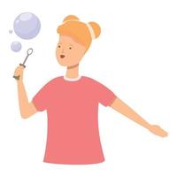 Fun blowing bubbles icon cartoon vector. Child soap vector