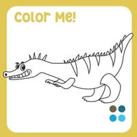 educativo imprimible hoja de cálculo. colorante dinosaurio hoja de cálculo para niños. colorante actividad para niños. vector ilustraciones.