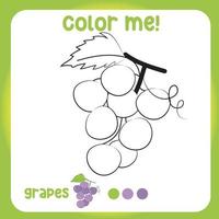Coloring worksheet about fruit. Educational printable sheet for children. Vector illustration.
