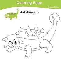 Educational printable worksheet. Coloring dinosaur worksheet for children. Coloring activity for kids. Vector illustrations.