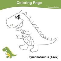 Educational printable worksheet. Coloring dinosaur worksheet for children. Coloring activity for kids. Vector illustrations.