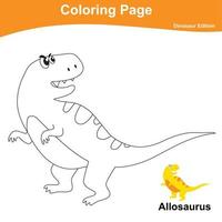 Educational printable worksheet. Coloring dinosaur worksheet for children. Coloring activity for kids. Vector illustrations.