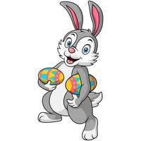 linda Conejo que lleva un Pascua de Resurrección huevos vector