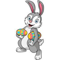 Cute rabbit carrying an easter eggs vector