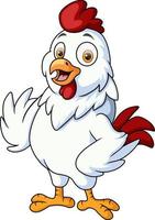 lindo, gallo, caricatura, blanco, plano de fondo vector