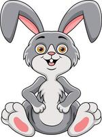 Cute rabbit cartoon sitting on white background vector