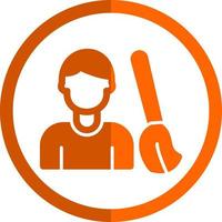 Man Sweeping Floor Vector Icon Design