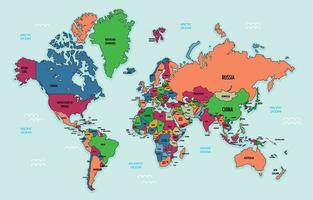 vistoso mundo mapa con país nombres vector